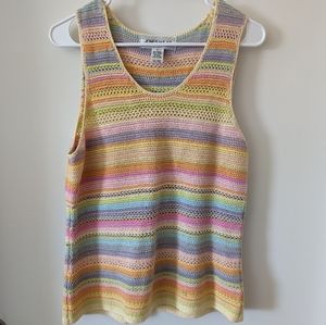 DONATING TONIGHT Pastel Rainbow Crochet Tank Top